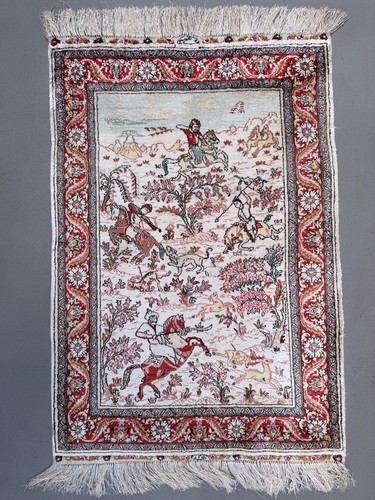 Vintage persian silk hunting - silk,