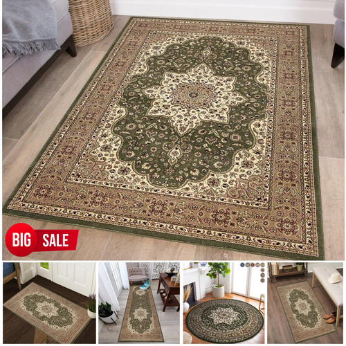 Green traditional vintage - green, rug